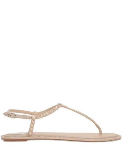 René Caovilla Rene Caovilla Diana 10 Crystal Flat Sandals In Beige