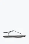René Caovilla Diana Black Sandal With Crystal Baguette