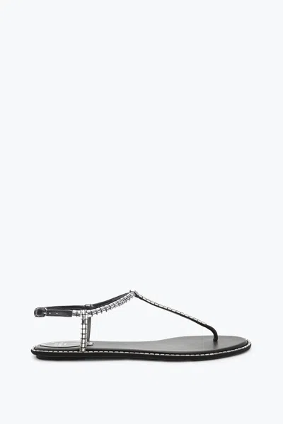 René Caovilla Diana Black Sandal With Crystal Baguette