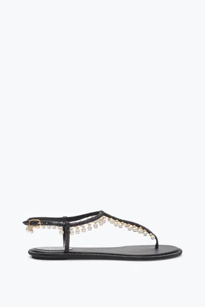 RENÉ CAOVILLA DIANA BLACK SANDAL WITH PEARLS 10