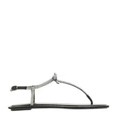 René Caovilla Satin Leather Sandals Bow Detail In R001v065