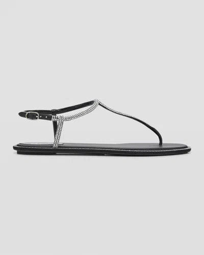 René Caovilla Diana Crystal T-strap Flat Sandals In Multi