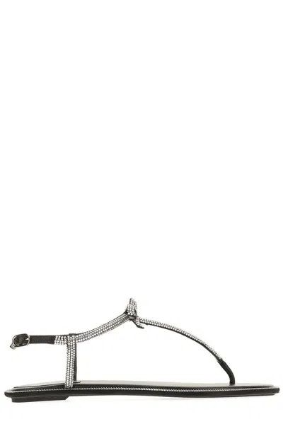 René Caovilla Satin Leather Sandals Bow Detail In R001v065