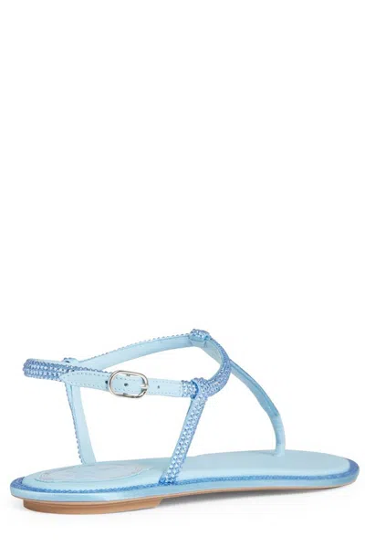 René Caovilla Rene' Caovilla Woman Thong Sandal Sky Blue Size 6 Textile Fibers In Blue