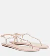 René Caovilla Diana Embellished Satin Thong Sandals In White