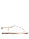 René Caovilla Diana Flip Flops Low Sandals With Crystals 10 Shoes In Sand