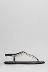 René Caovilla Flat Sandals Adorned Open Toe In Black
