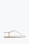 René Caovilla Diana Ivory Sandal With Gold And Silver Crystals 10 In White