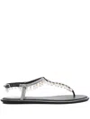 René Caovilla Flat Sandals Adorned Open Toe In Black
