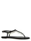 René Caovilla Flat Sandals Adorned Open Toe In Black