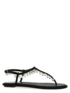René Caovilla Flat Sandals Adorned Open Toe In Black