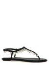 René Caovilla Flat Sandals Adorned Open Toe In Black