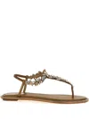 René Caovilla Beige Diana Sandals In Brown