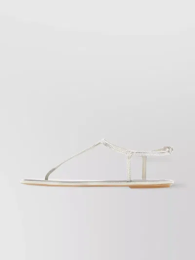 RENÉ CAOVILLA DIANA SANDALS IN SATIN AND LEATHER