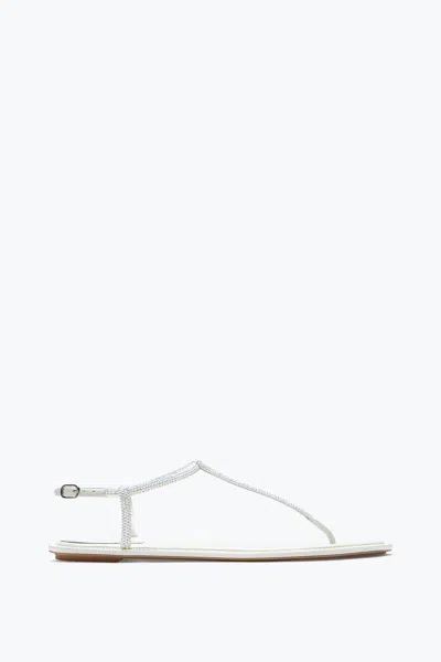 René Caovilla Diana White Sandal With Crystals 10 In Silver