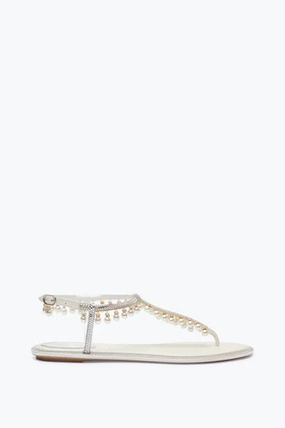 René Caovilla Diana White Sandal With Pearls 10