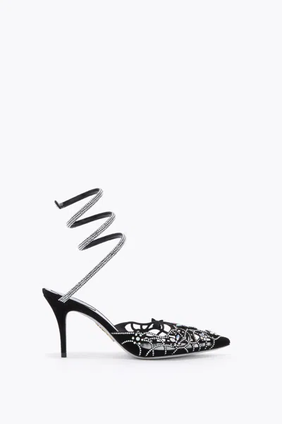 René Caovilla Eden Black Pump With Serpent 80