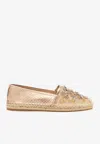 René Caovilla Eden Crystal-embellished Flat Espadrilles In Gold