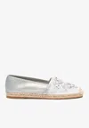 René Caovilla Eden Crystal-embellished Flat Espadrilles In White