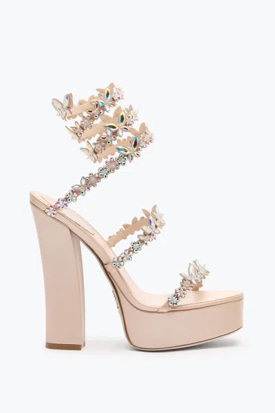 René Caovilla Eden Nude Platform Sandal 140