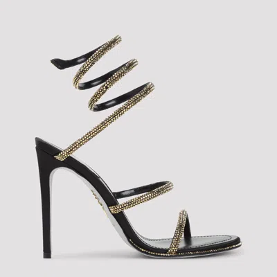 René Caovilla Cleo 105 Crystal-strap Satin Stiletto Sandal In Animal Print