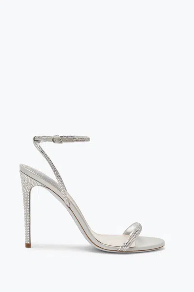 René Caovilla Ellabrita Crystal Silver Sandal 80 In Gray