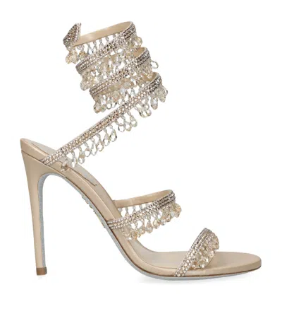 René Caovilla Embellished Chandelier Sandals 105 In Beige