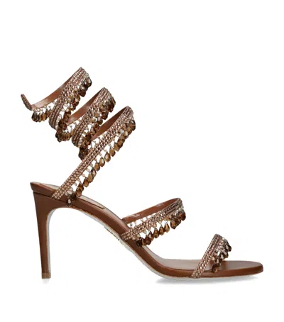 René Caovilla Embellished Chandelier Sandals 80 In Mid Brown