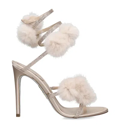 René Caovilla Embellished Cleo Sandals 105 In Neutral