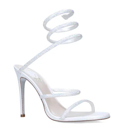 René Caovilla Cleo Crystal-embellished Satin Sandals In White