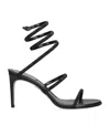 René Caovilla Cleo 80 Crystal-embellished Wraparound Sandals In Black
