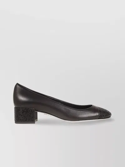 René Caovilla Embellished Closed Toe Block Heel Pumps