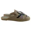 René Caovilla Embellished Espadrille Flat Mules In Brown Suede In Brown
