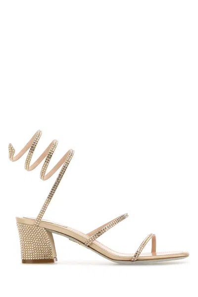 René Caovilla Rene Caovilla Embellished Fabric Cleo Sandals In Gold