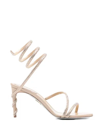 René Caovilla Embellished-heel Sandals In Neutral