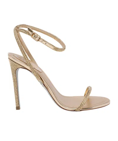 René Caovilla Ellabrita Embellished-strap Heeled Sandals In Gold