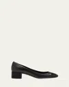 René Caovilla Embellished Closed Toe Block Heel Pumps In Black Lambjet Strass
