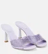 René Caovilla Embellished Leather Mules In Lillac Satin/provence Lavender