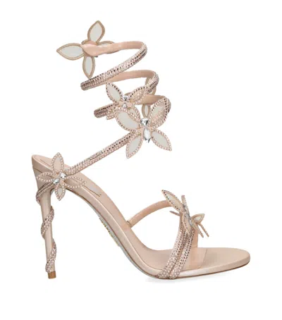 René Caovilla Embellished Margot Sandals 105 In Nude (lingerie)