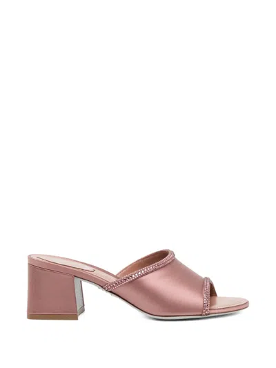 René Caovilla Embellished Mules In Pink