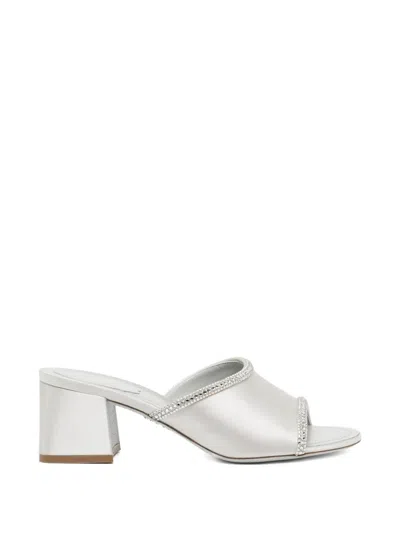 René Caovilla Embellished Mules In Silver