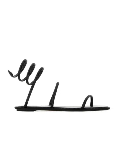 René Caovilla Rene Caovilla Embellished Satin Cleo Sandals In Black
