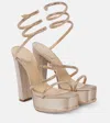René Caovilla Verzierte Plateausandalen Aus Satin In Gold