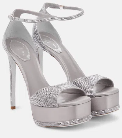 René Caovilla Rene Caovilla Anastasia Crystal Embellished Platform Sandals In Grey