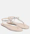 René Caovilla Sandalen Aus Satin Mit Kristallen In Beige