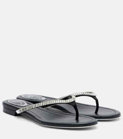 René Caovilla Embellished Satin Thong Sandals In Multi