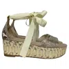 René Caovilla Embellished Self-tie Espadrille Wedge Sandals In Brown Suede In Brown