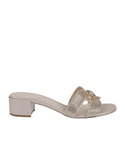 René Caovilla Rene Caovilla Embellished Slide Heeled Sandals In Silver