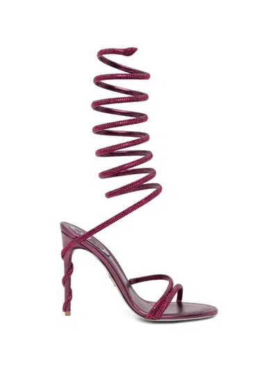 René Caovilla Embellished Spiral Sandals In Red