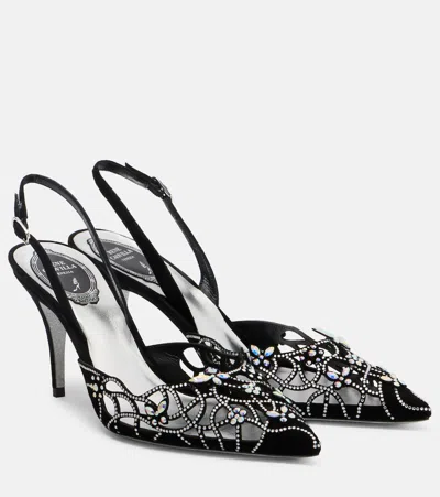 René Caovilla Embellished Suede Slingback Pumps In Multi